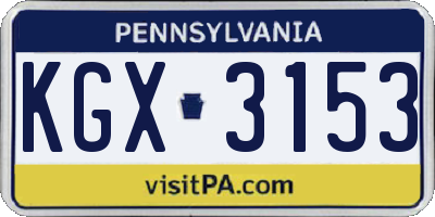 PA license plate KGX3153
