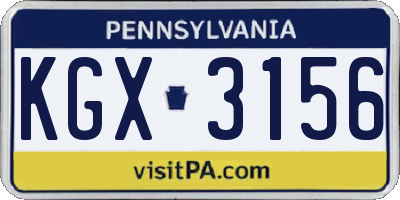 PA license plate KGX3156