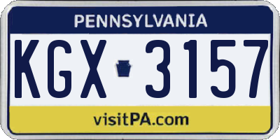 PA license plate KGX3157