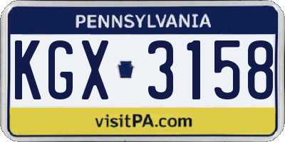 PA license plate KGX3158