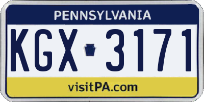 PA license plate KGX3171