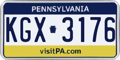 PA license plate KGX3176