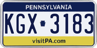 PA license plate KGX3183