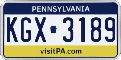 PA license plate KGX3189