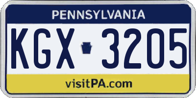 PA license plate KGX3205