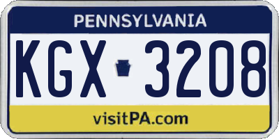 PA license plate KGX3208