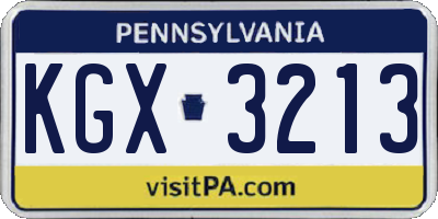 PA license plate KGX3213