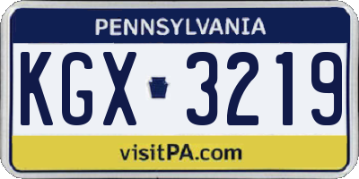 PA license plate KGX3219