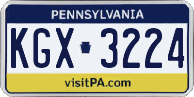 PA license plate KGX3224
