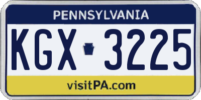 PA license plate KGX3225