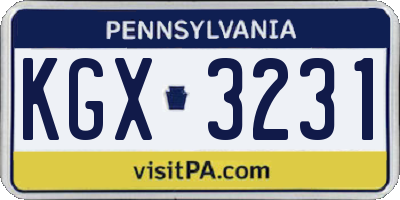 PA license plate KGX3231