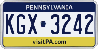 PA license plate KGX3242