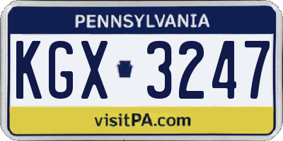 PA license plate KGX3247