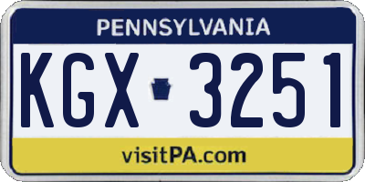 PA license plate KGX3251