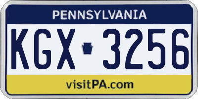 PA license plate KGX3256