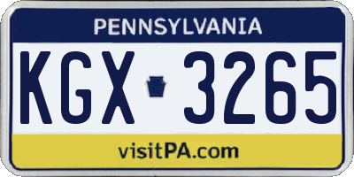 PA license plate KGX3265