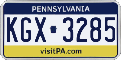 PA license plate KGX3285