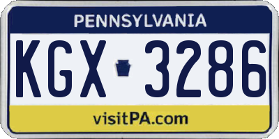 PA license plate KGX3286