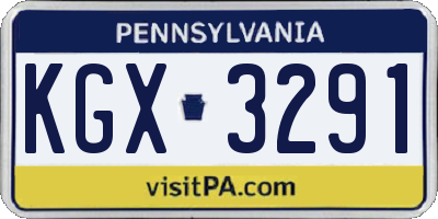 PA license plate KGX3291