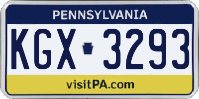 PA license plate KGX3293