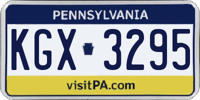 PA license plate KGX3295