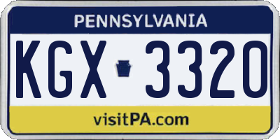 PA license plate KGX3320