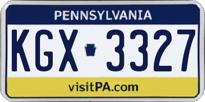 PA license plate KGX3327