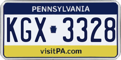 PA license plate KGX3328