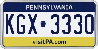 PA license plate KGX3330
