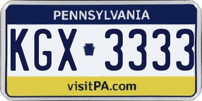 PA license plate KGX3333