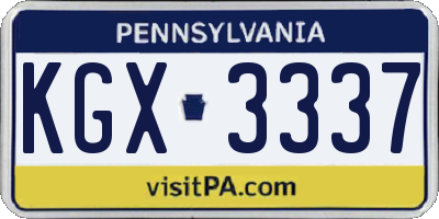 PA license plate KGX3337