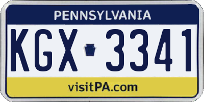 PA license plate KGX3341