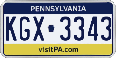 PA license plate KGX3343