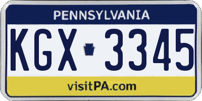 PA license plate KGX3345