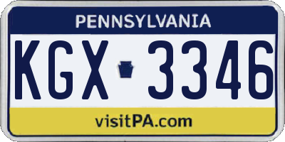 PA license plate KGX3346