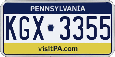 PA license plate KGX3355