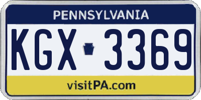 PA license plate KGX3369