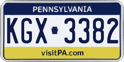 PA license plate KGX3382