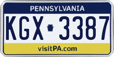 PA license plate KGX3387