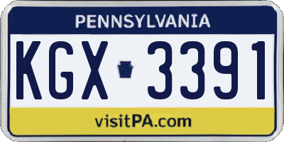 PA license plate KGX3391