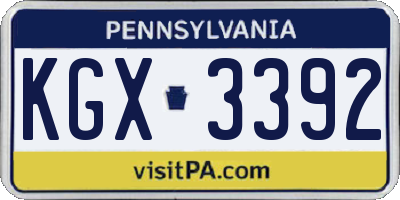 PA license plate KGX3392