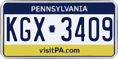 PA license plate KGX3409