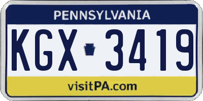 PA license plate KGX3419