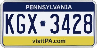 PA license plate KGX3428