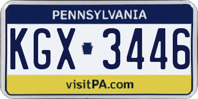 PA license plate KGX3446