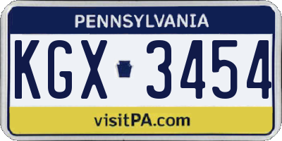 PA license plate KGX3454