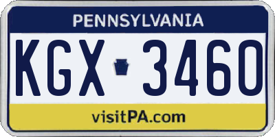 PA license plate KGX3460