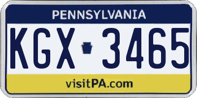 PA license plate KGX3465