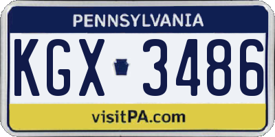 PA license plate KGX3486