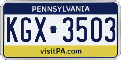 PA license plate KGX3503
